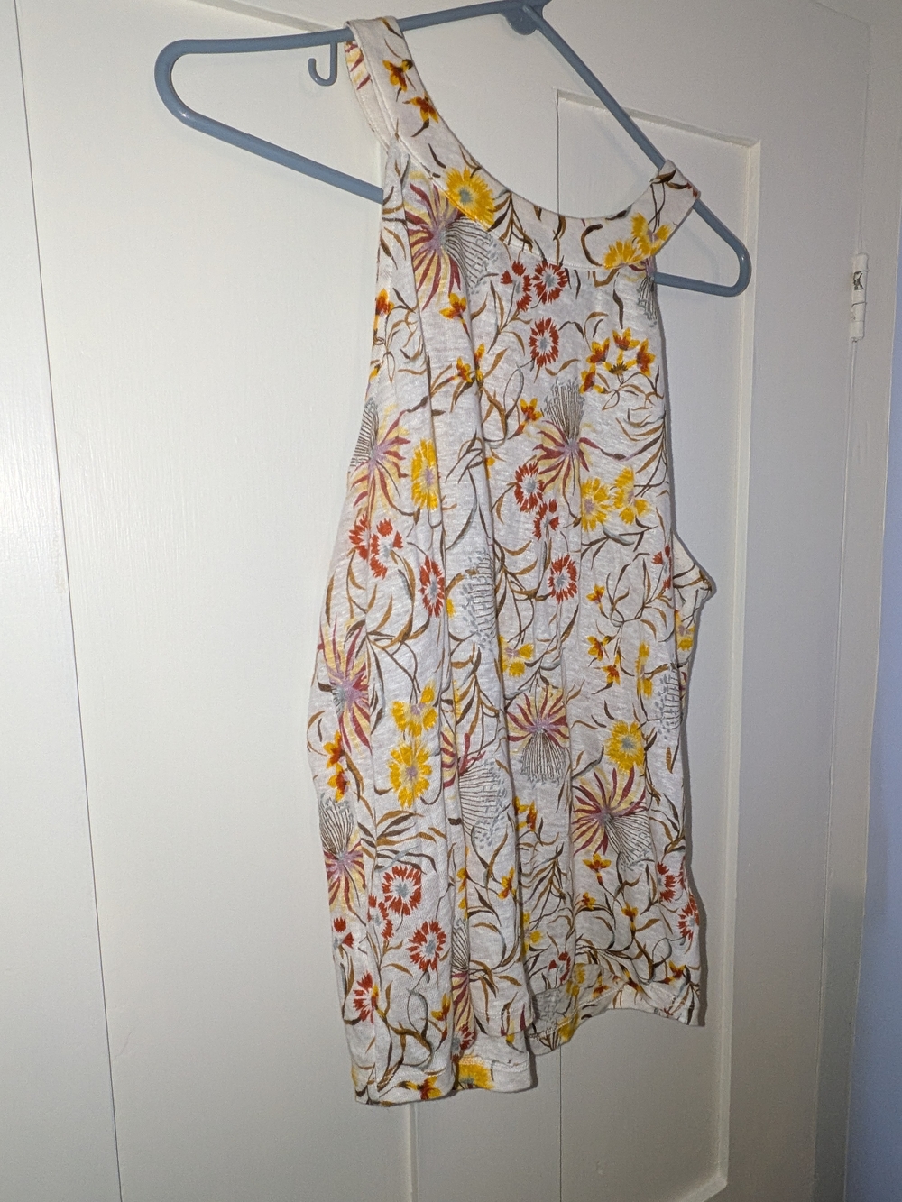 Joie Cream Floral Halter Tank with Yellow & Rust Flowers
